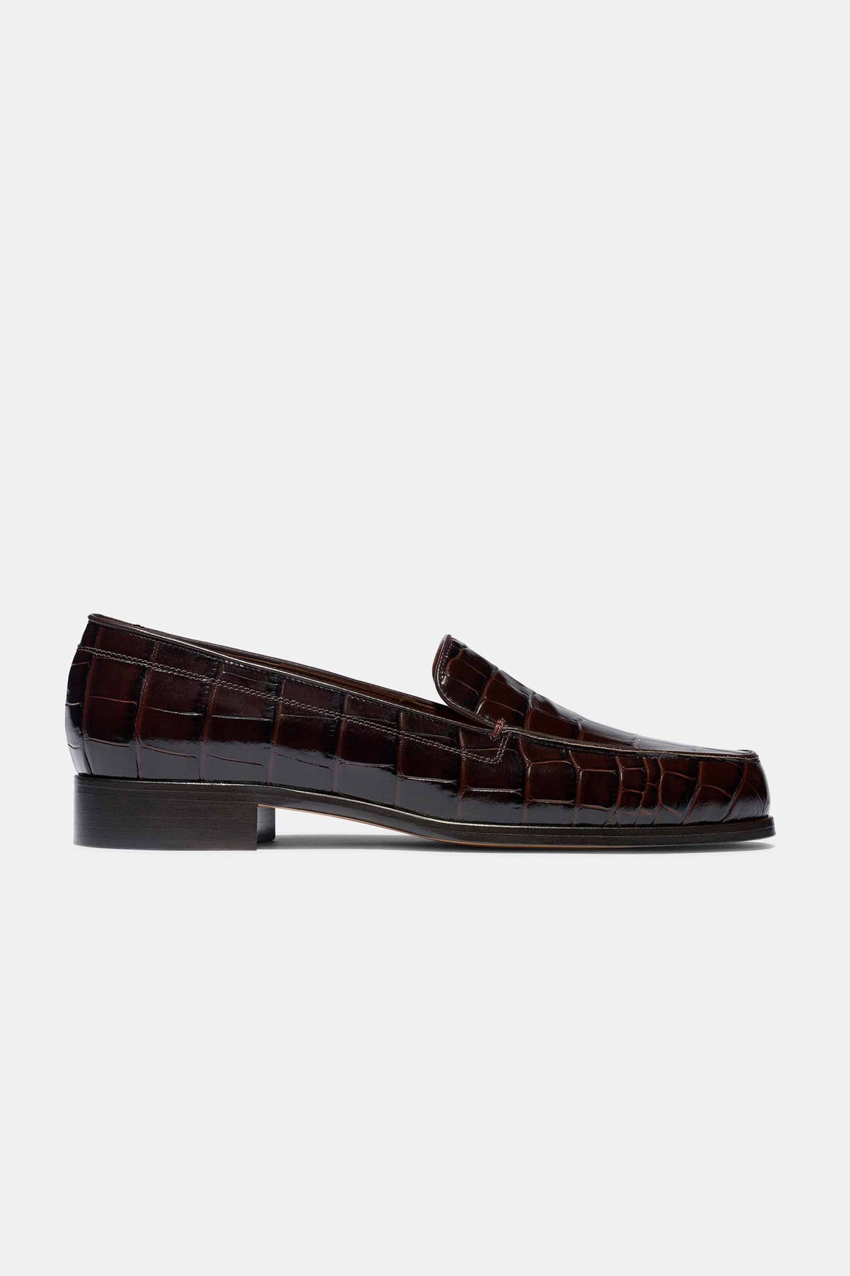 Coach NWB Joselyn Embossed Croc Loafers Dark Ruby Size 7B Ivy Loafer | Sambuco Shiny Croc Embossed Leather Loafers  main image 4