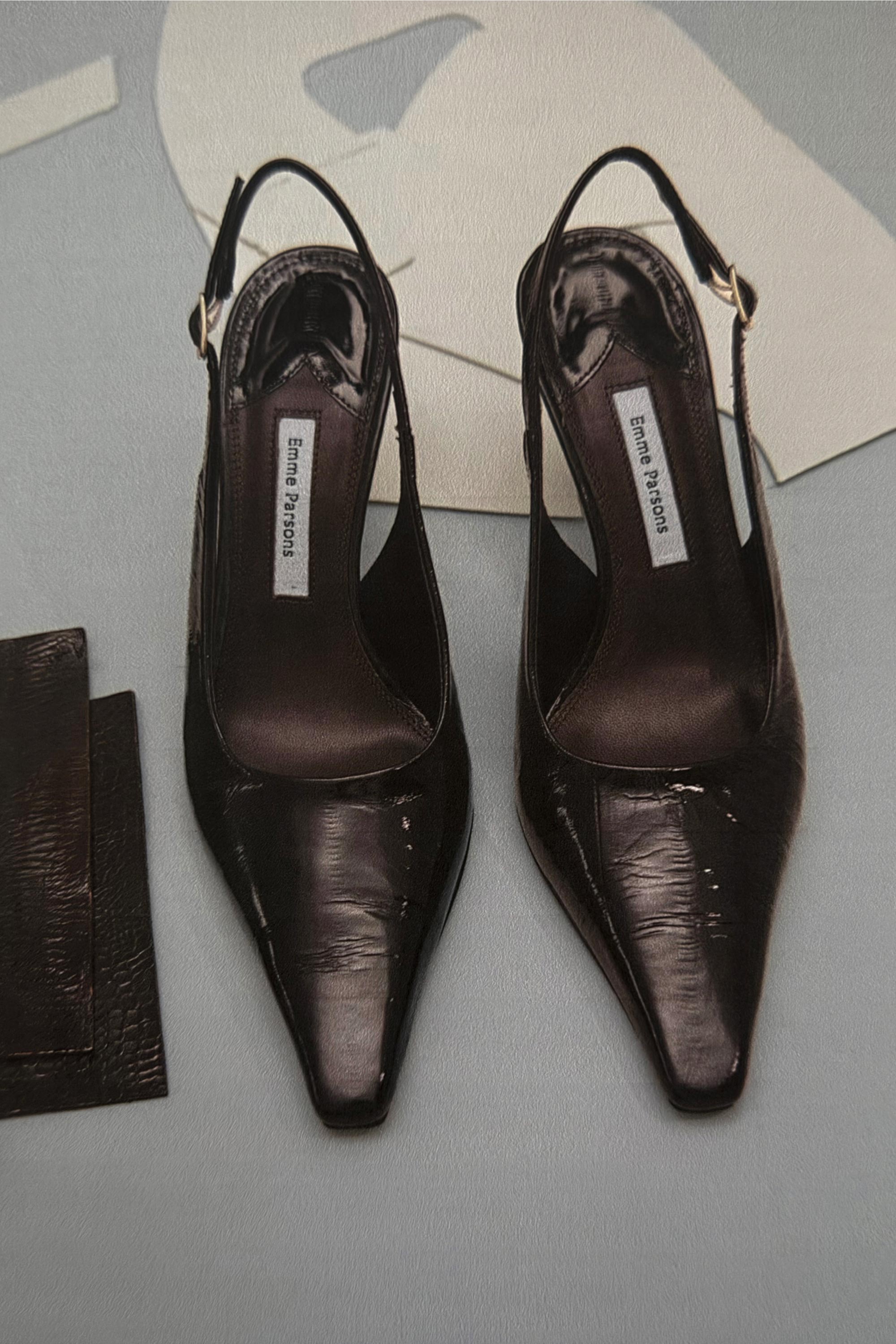 Elana Heel in Black Embossed Eel