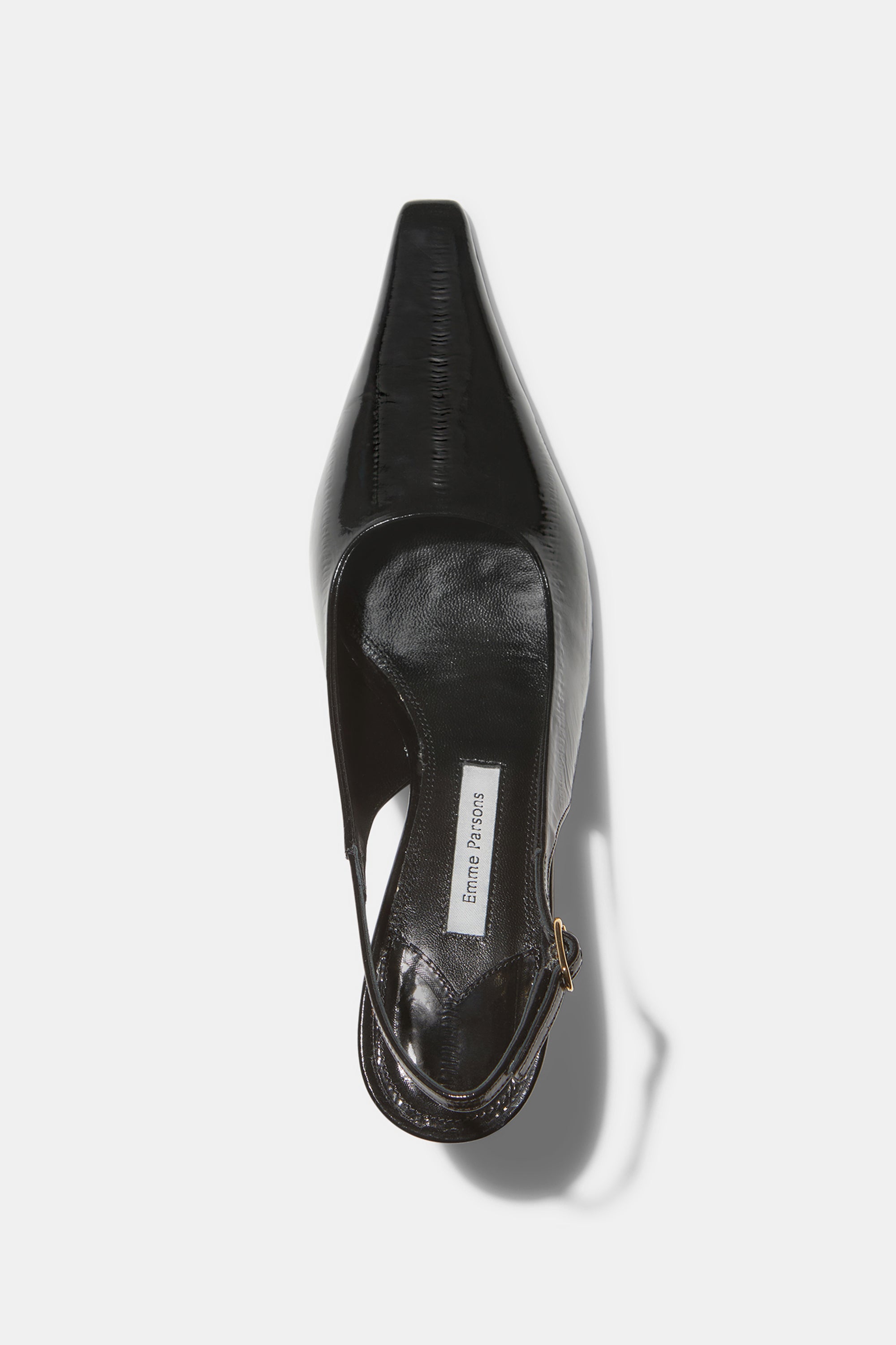 Elana Heel in Black Embossed Eel