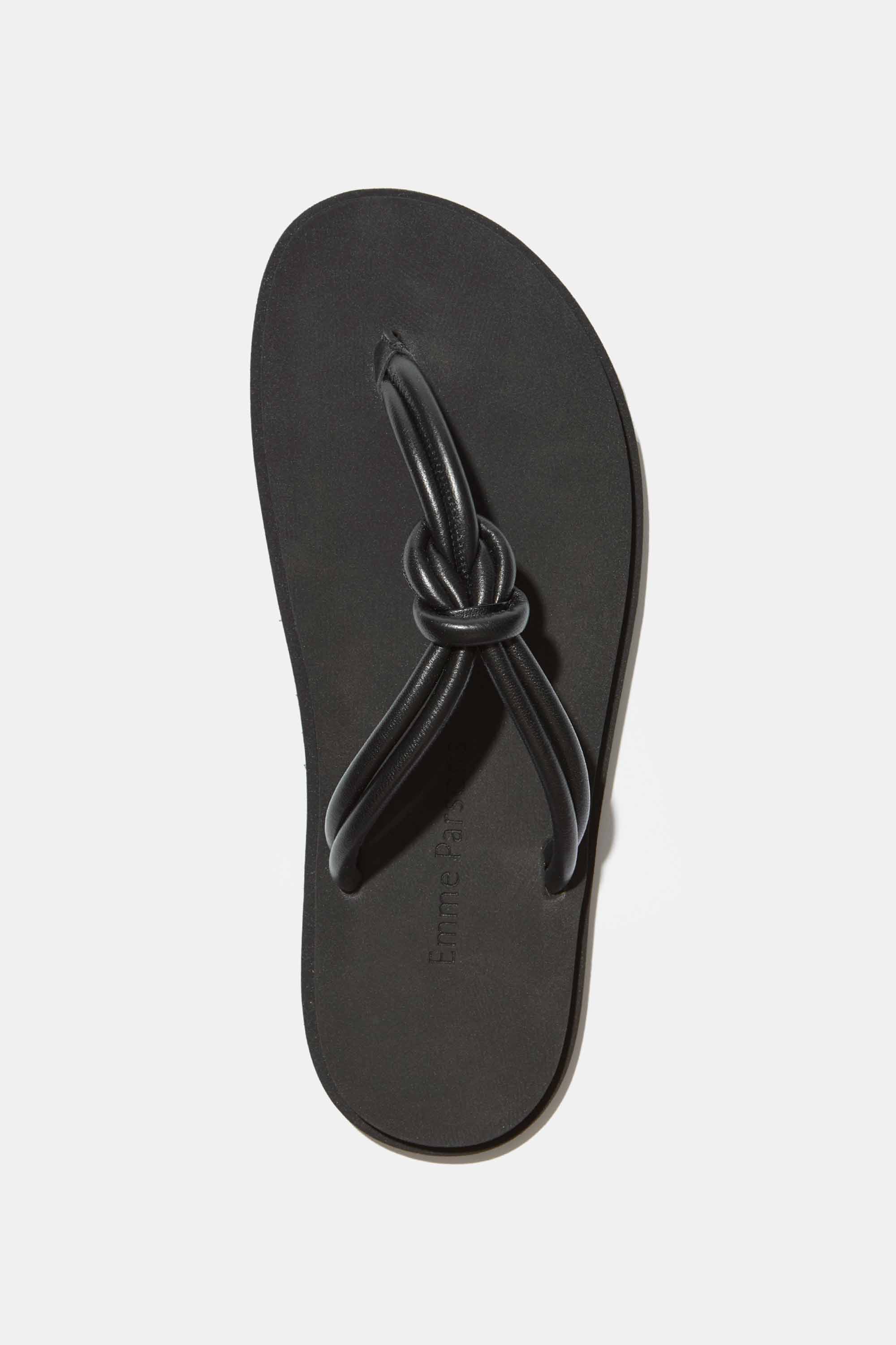 Knot Pool Slide in Black Nappa and Rubber