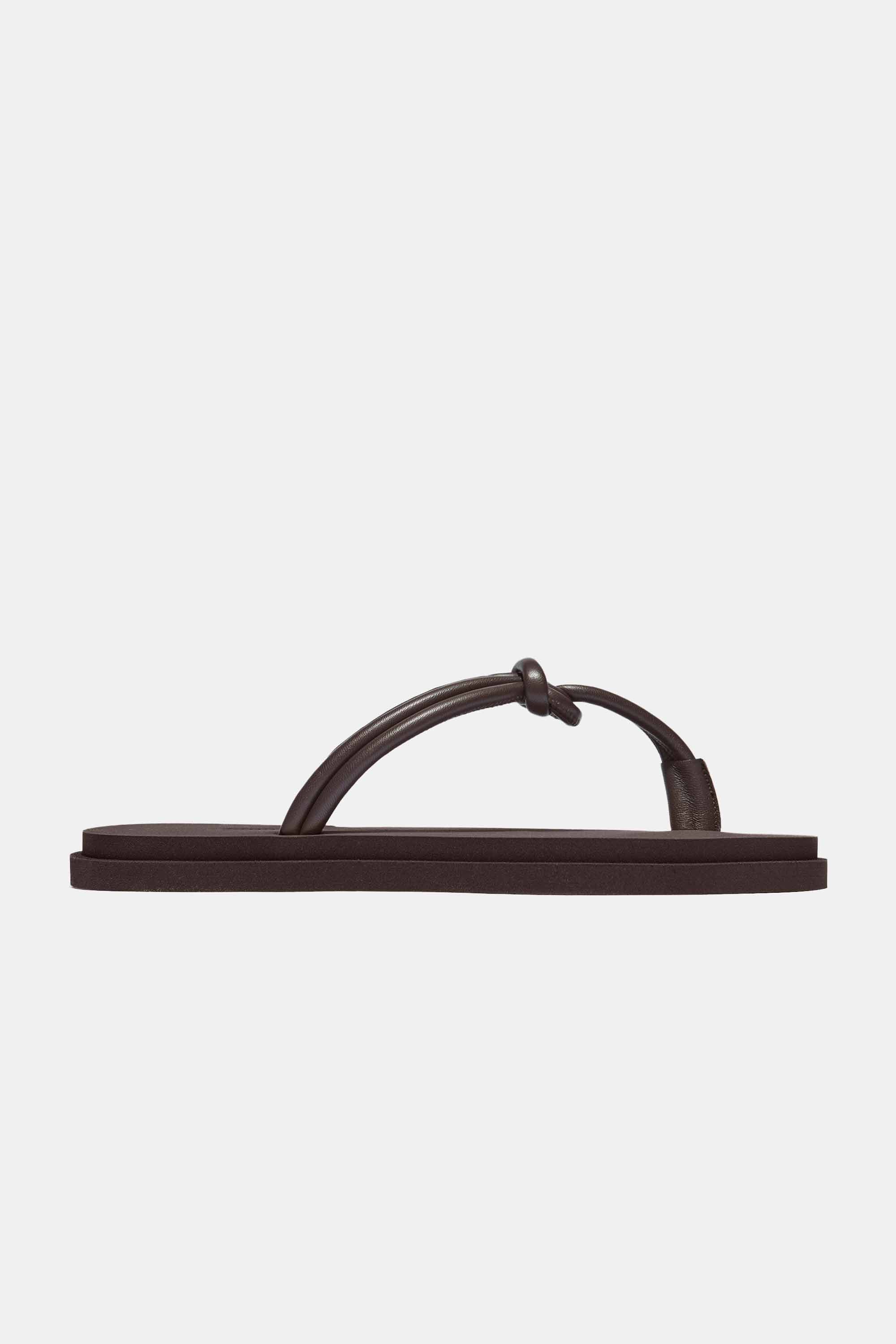 Knot Pool Slide in Espresso Nappa and Rubber