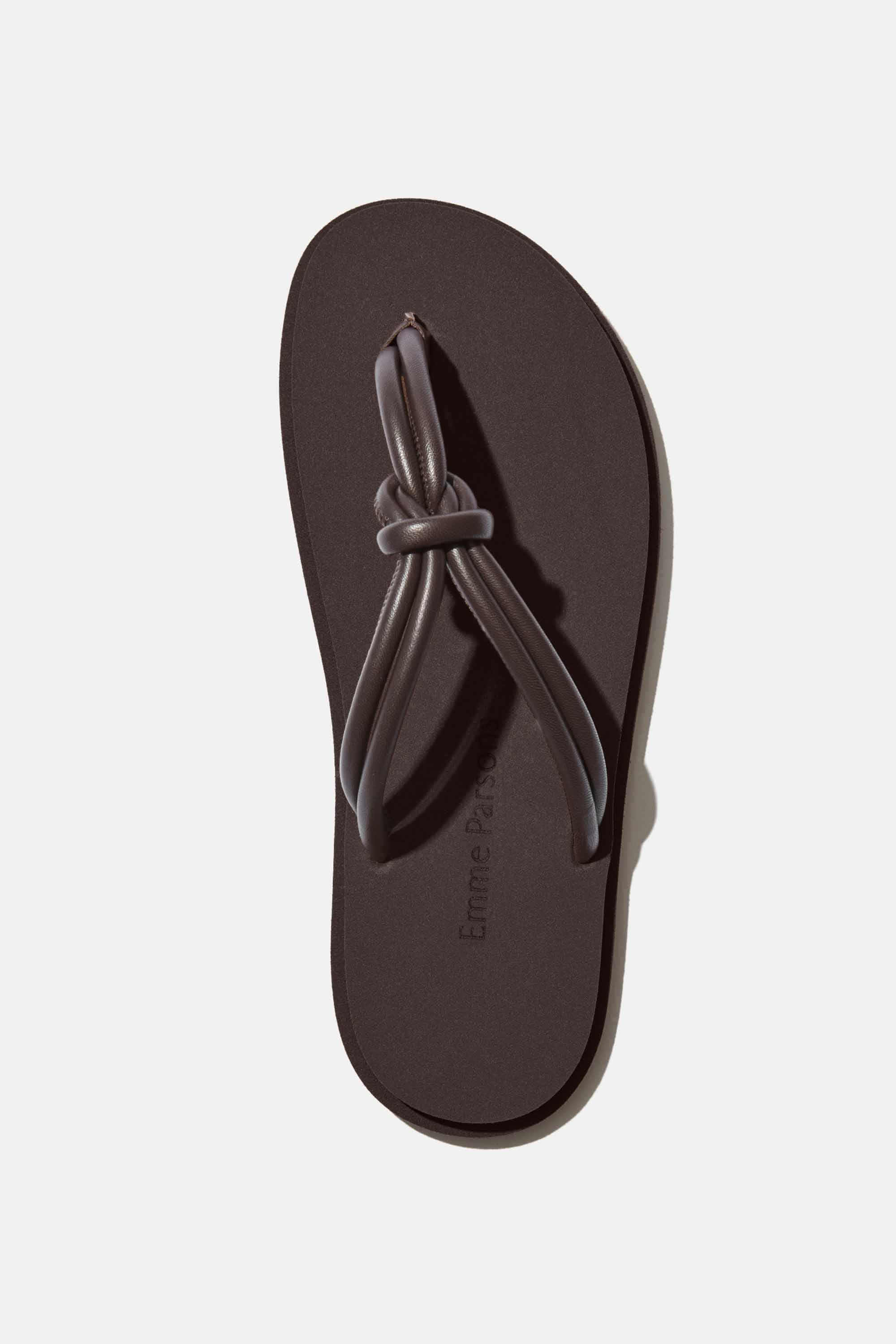 Knot Pool Slide in Espresso Nappa and Rubber