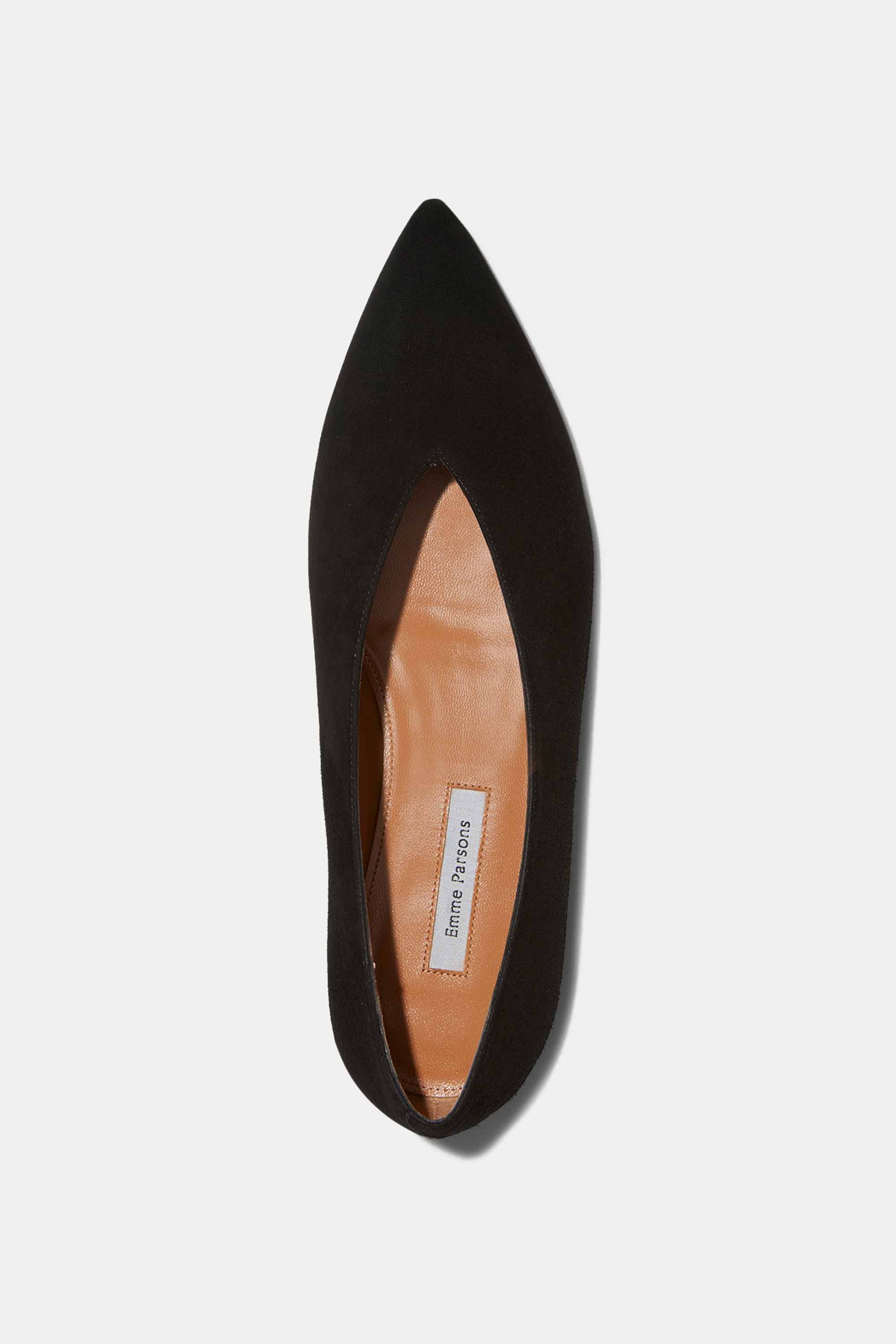 Pointy V-Flat in Black Suede