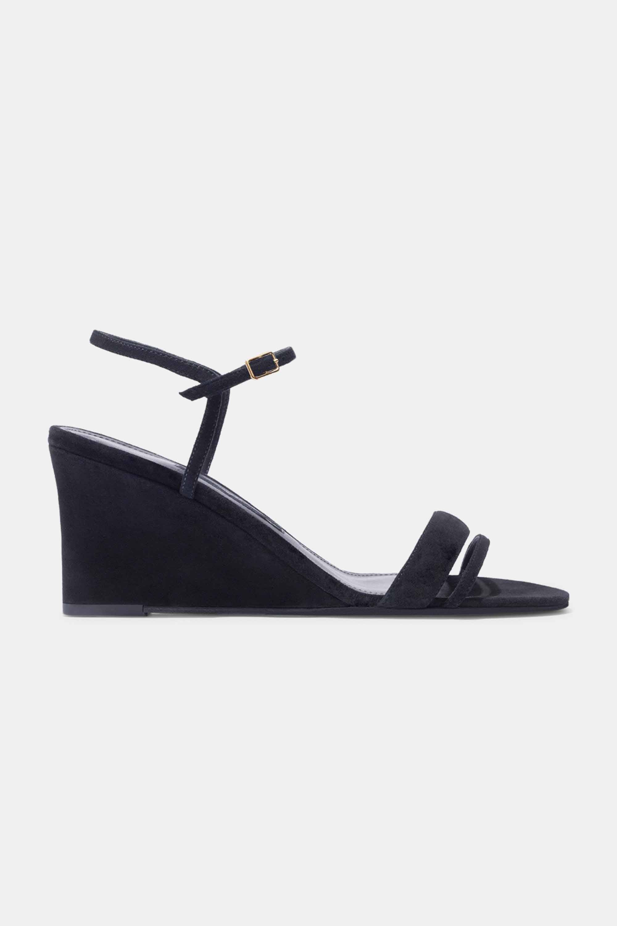 Simple Wedge in Black Suede — ARCHIVE SAMPLE; FINAL SALE