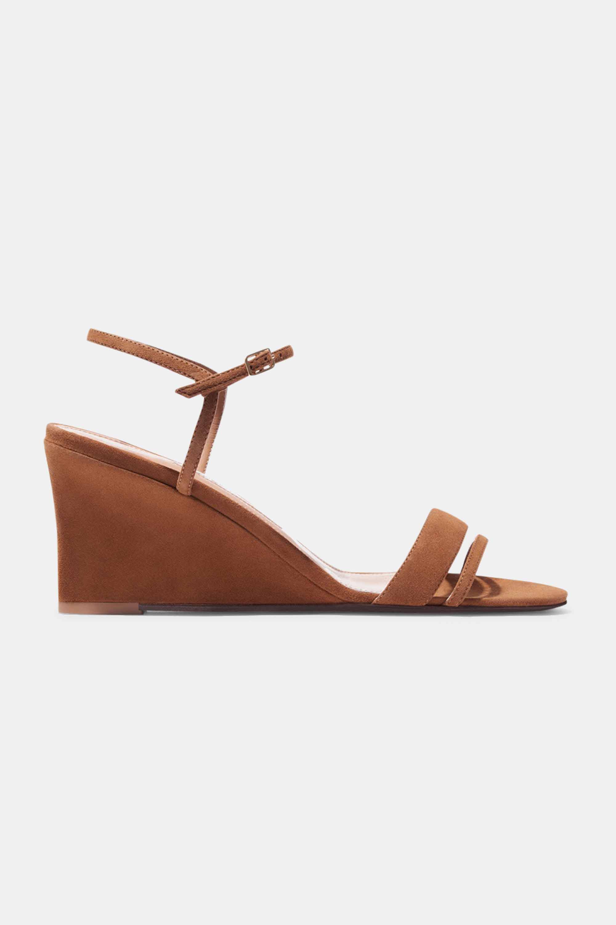 Simple Wedge in Caramel Suede