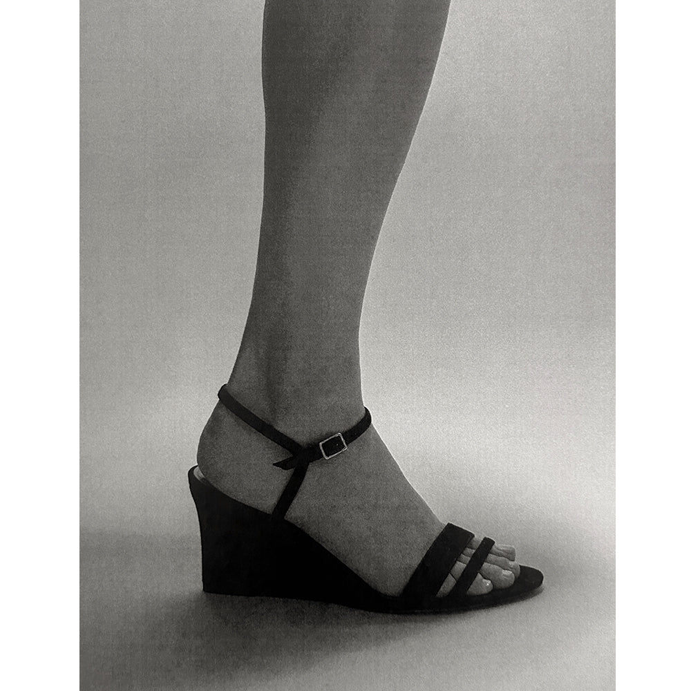 Simple Wedge in Black Suede — ARCHIVE SAMPLE; FINAL SALE