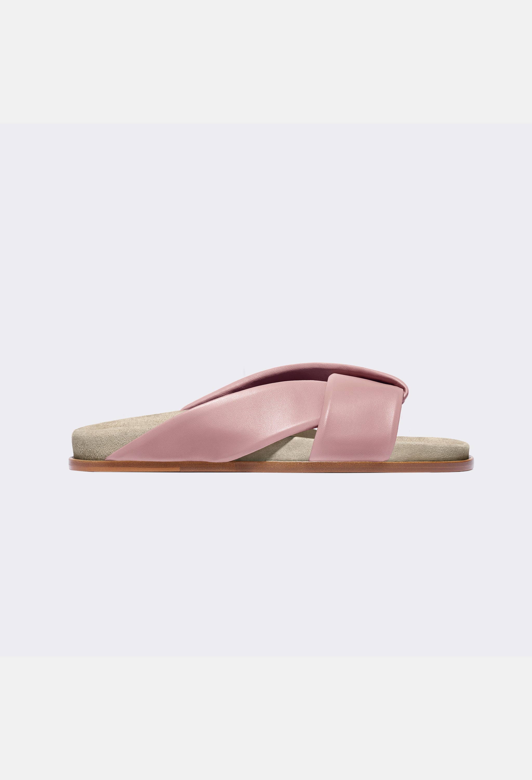 Folded Slide in Pink Nappa