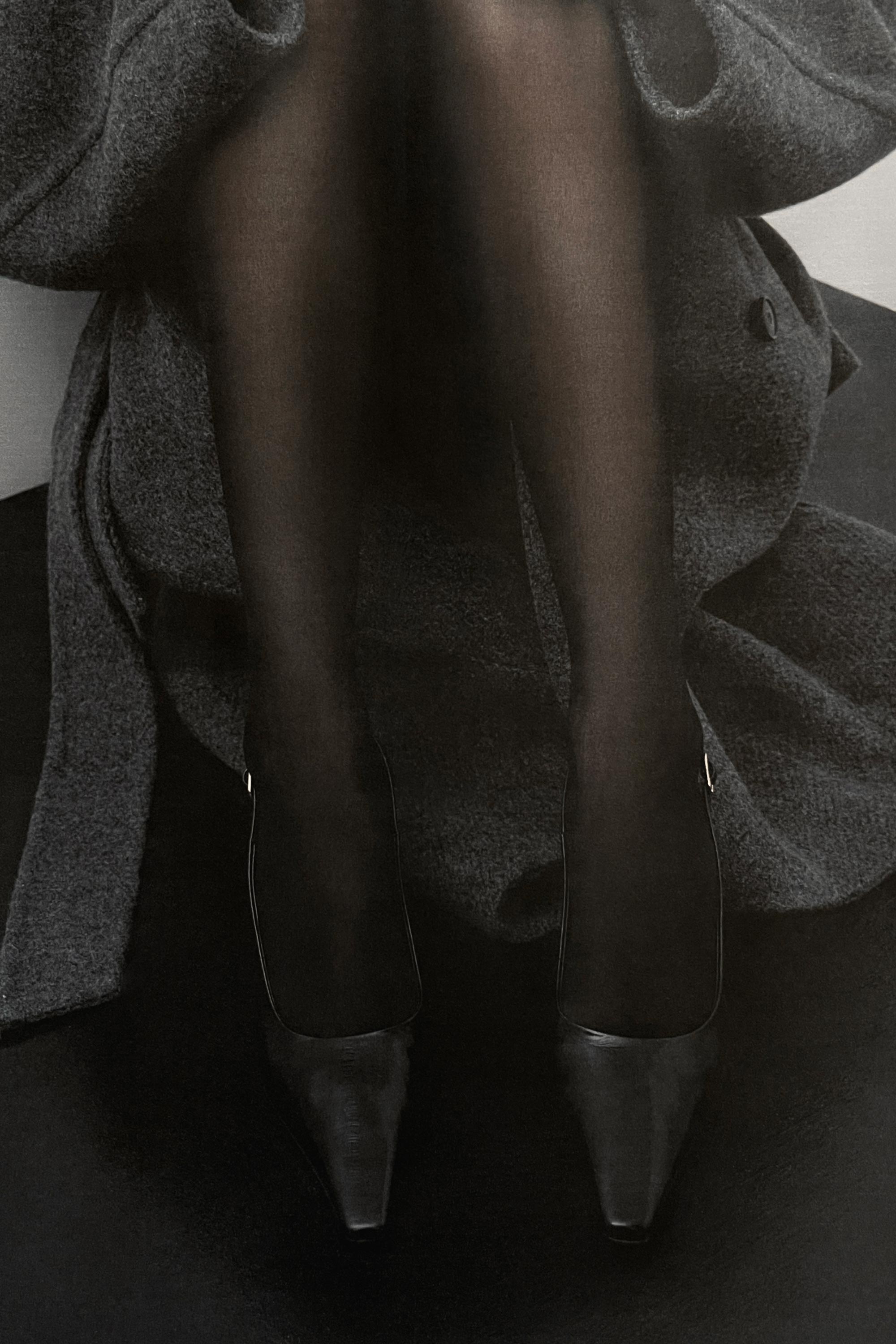 Elana Heel in Black Embossed Eel