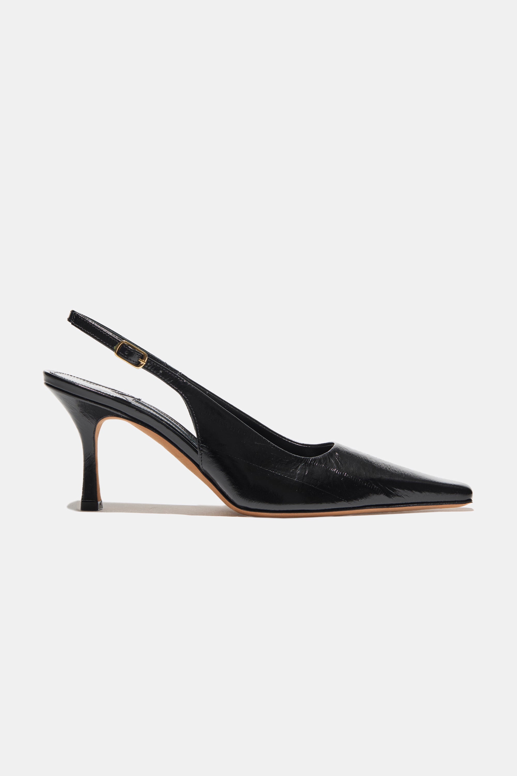 Elana Heel in Black Embossed Eel