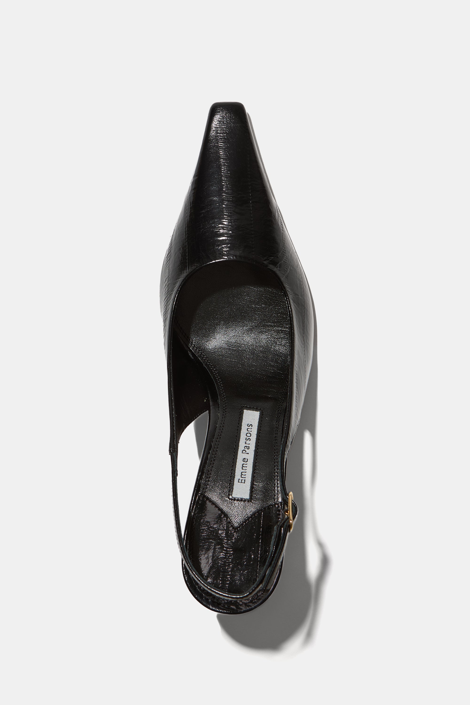 Elana Heel in Black Embossed Eel