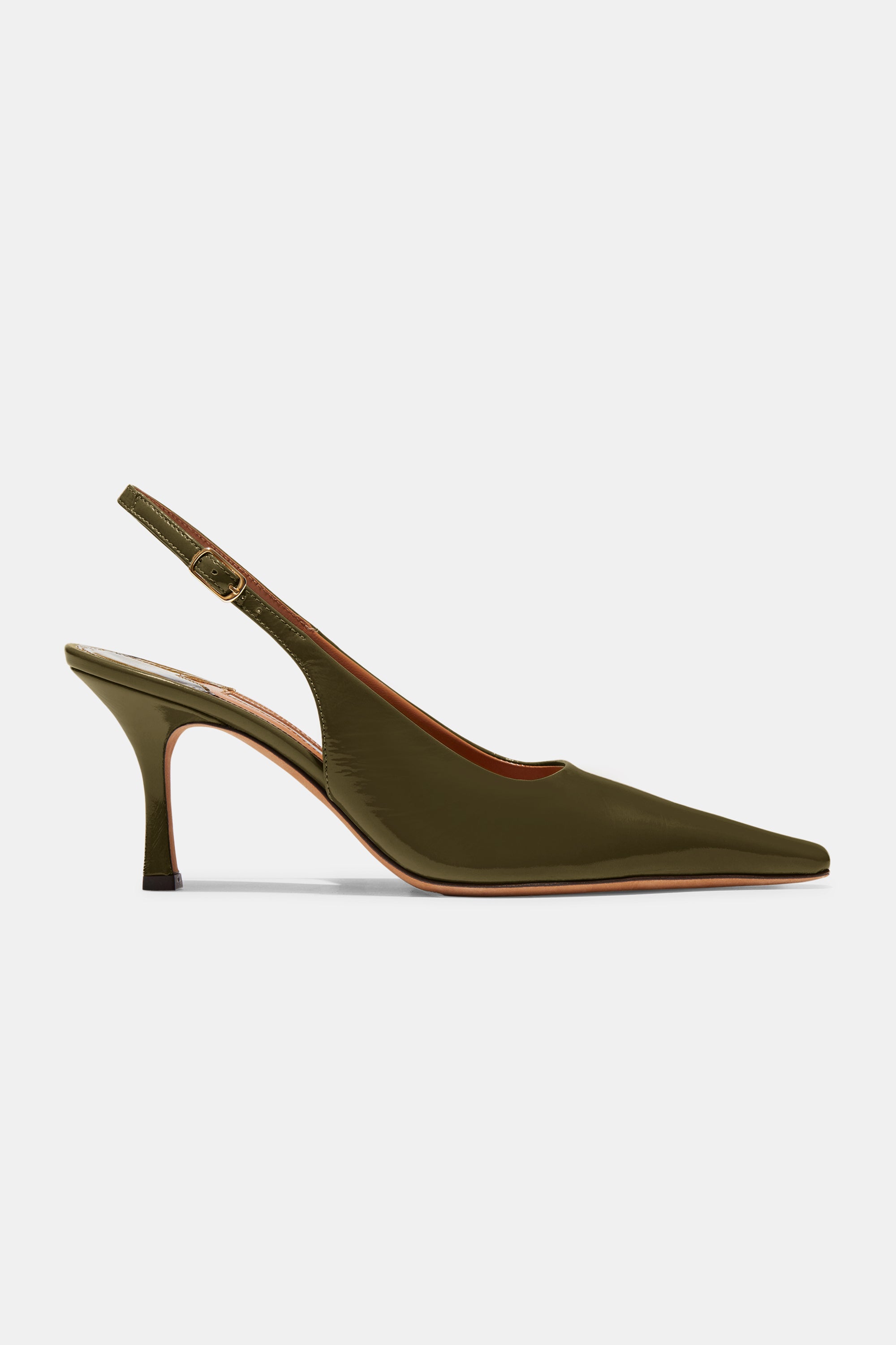 Elana Heel in Khaki Patent