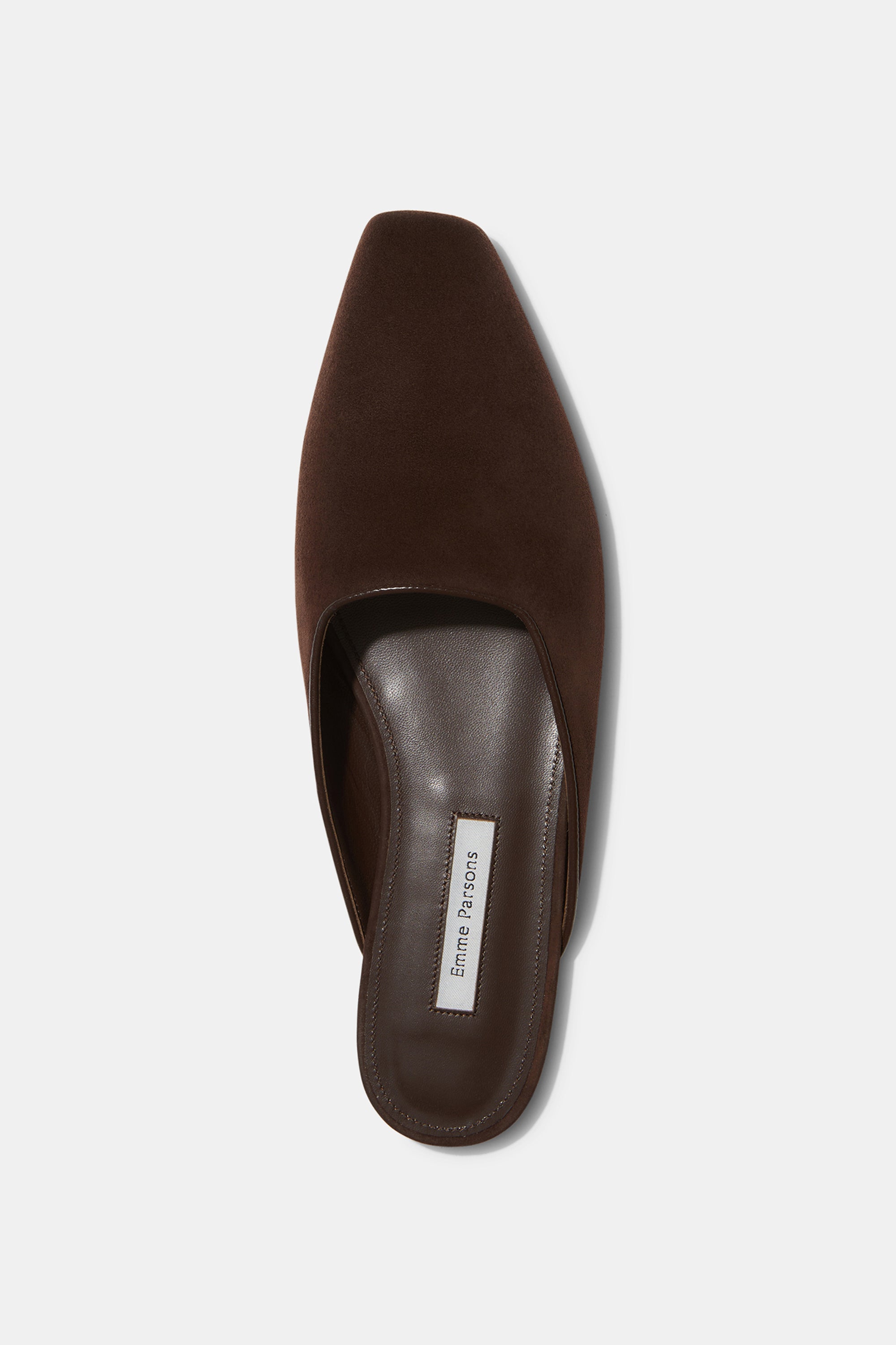 Flat Mule in Espresso Suede