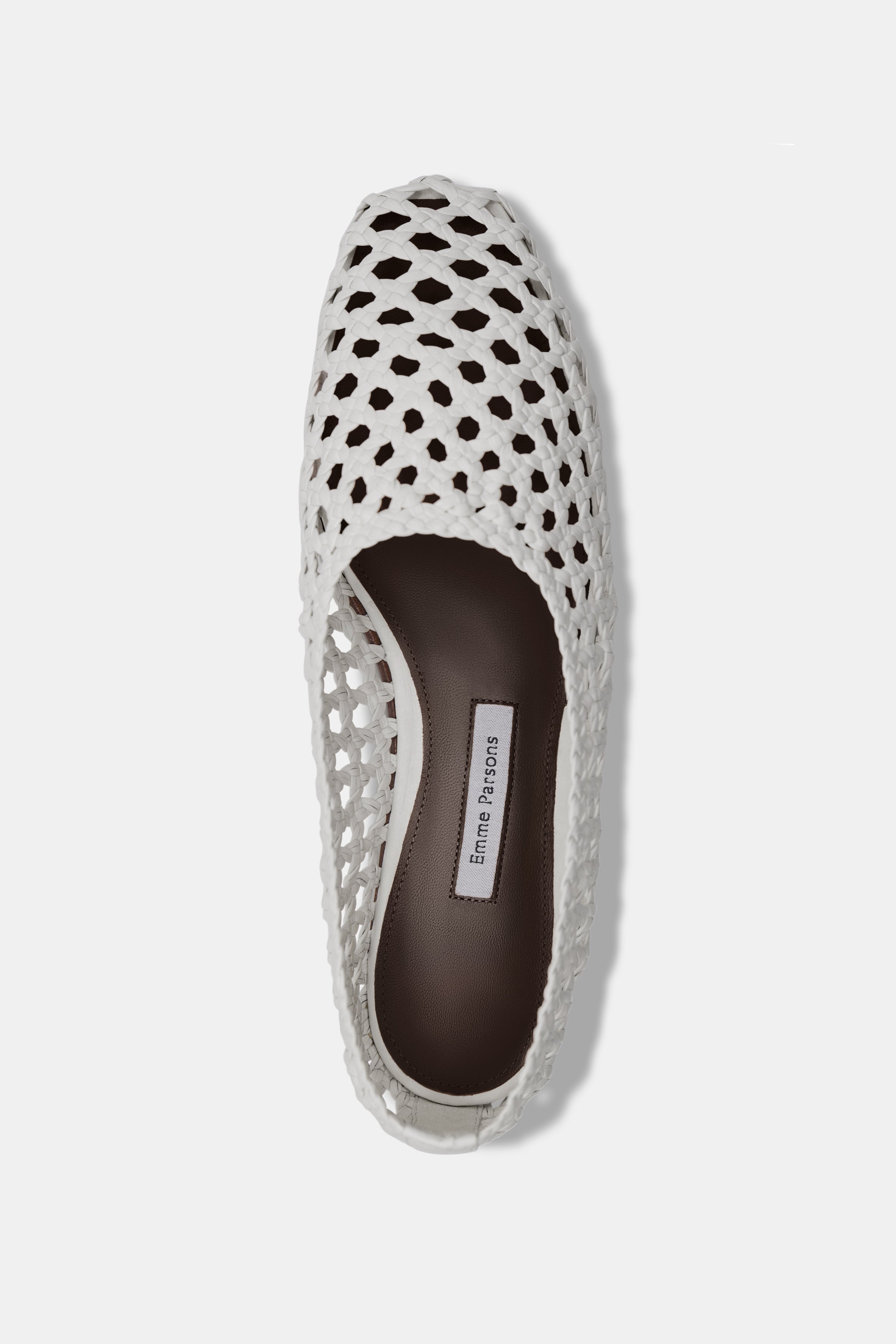 High Throat Ballerina in Optic White Woven Nappa