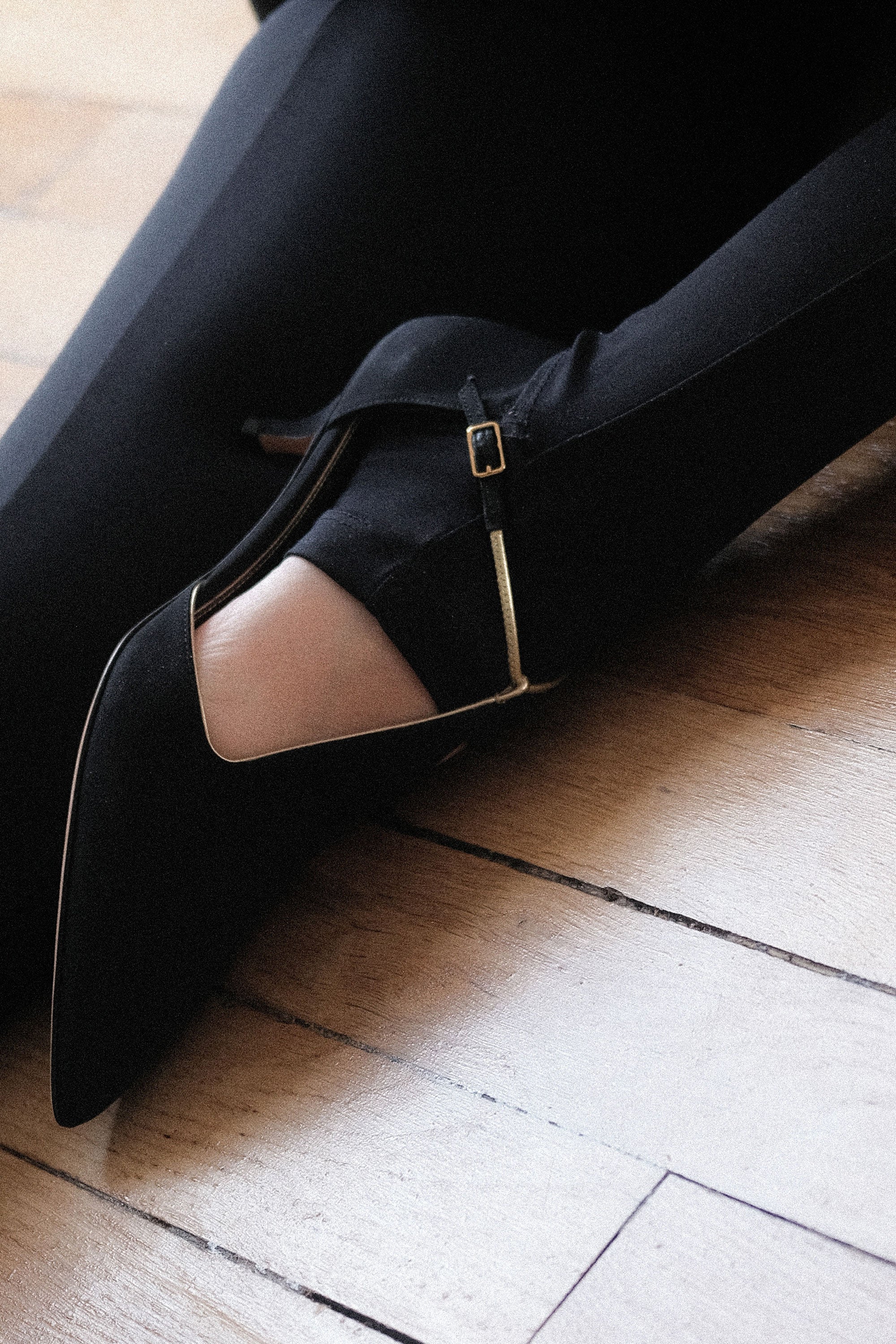 Leandra in Black Satin With Gold Lining