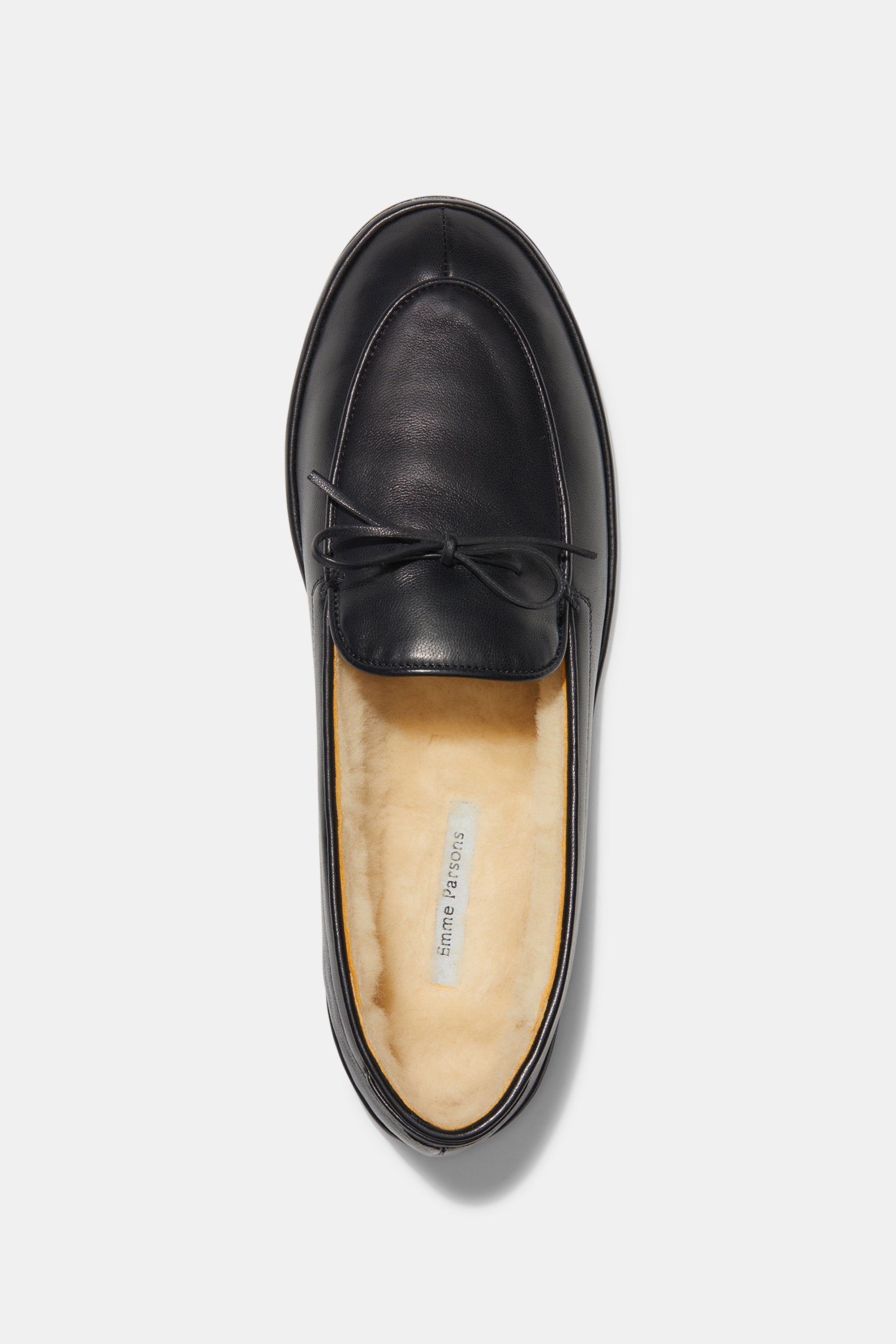 Parker Moccasin in Black Shearling Calf