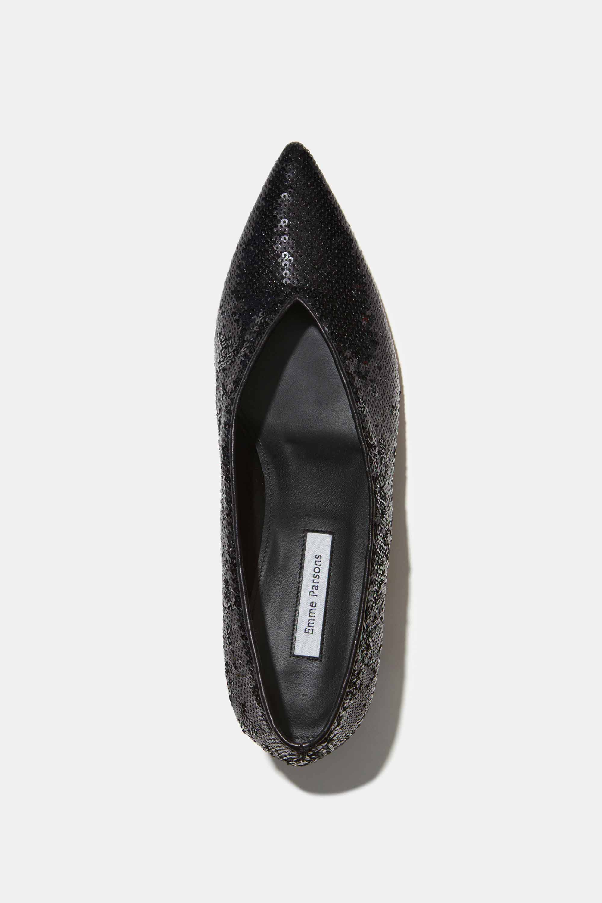 Pointy Flat in Black Matte Paillettes