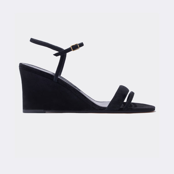 Simple Wedge in Black Suede