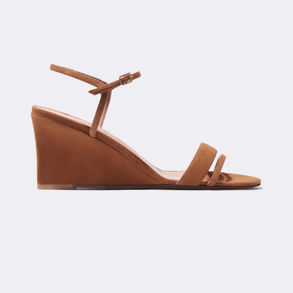 Simple Wedge in Caramel Suede